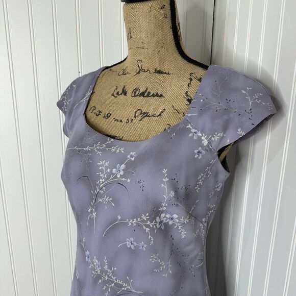 Vintage Tailor B Moss Floral Maxi Dress Womens Sz 8 Purple Fairy Church 90s Y2K - Picture 2 of 14